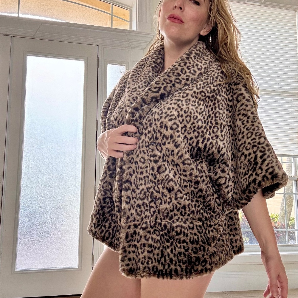 Calvin Klein leapord faux fur jacket